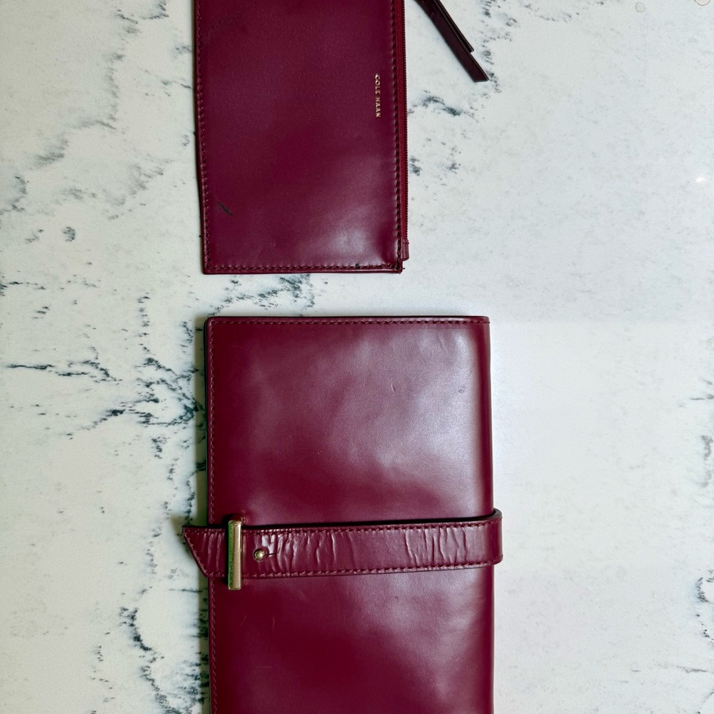 Cole Haan Burgundy Wallet and Pouch Set